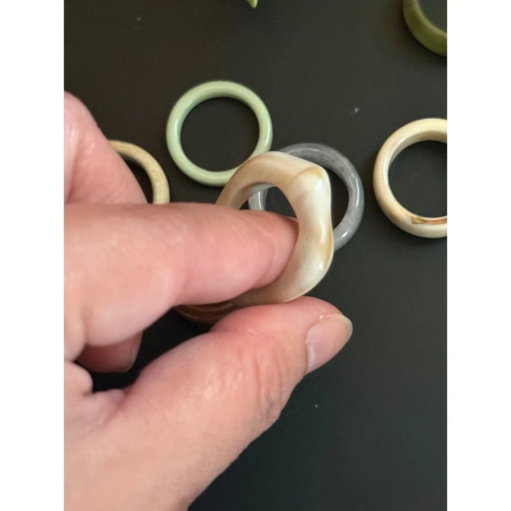 Chunky Resin Acrylic Ring Bundle Y2K Retro Stacking Rings Set Size 7-7.5